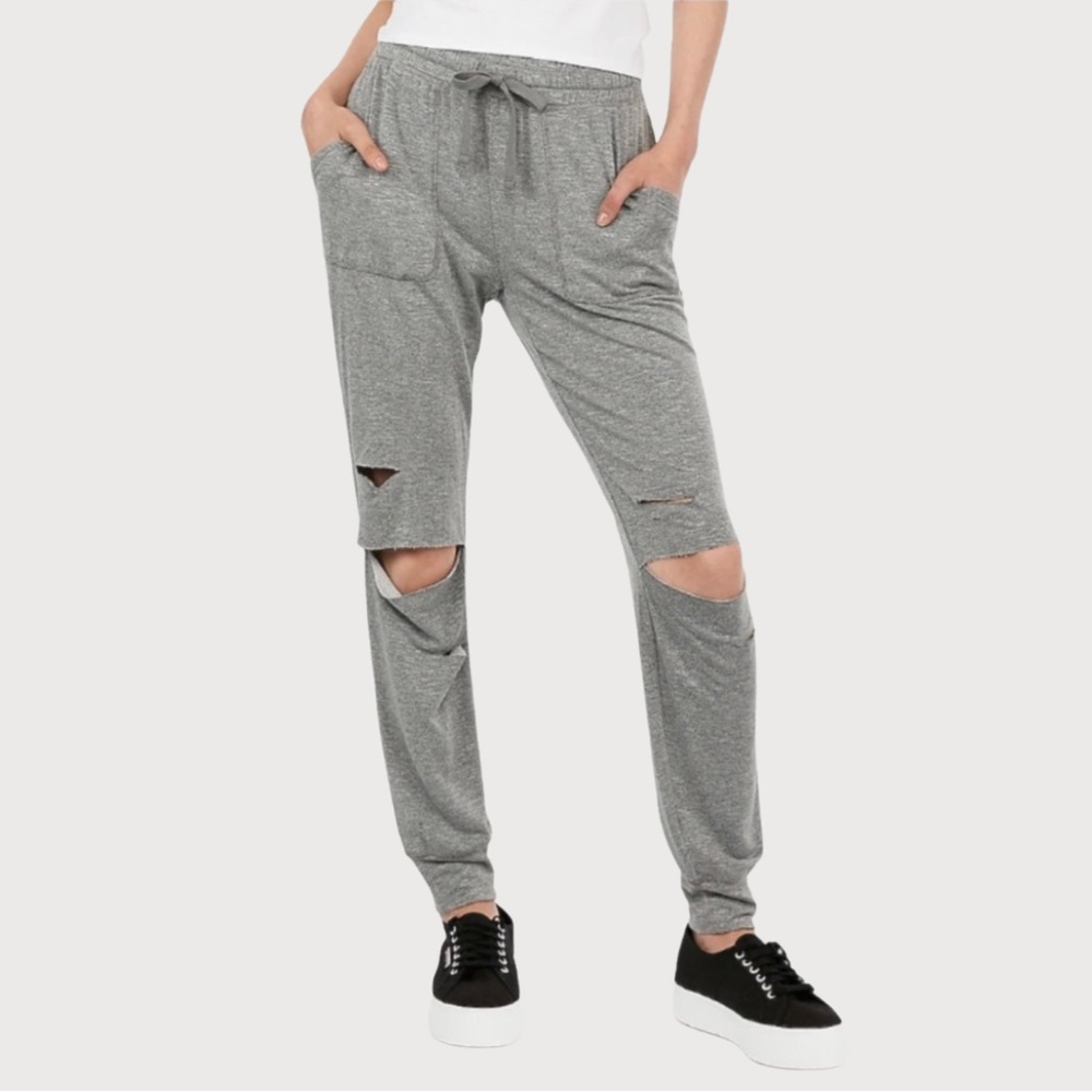 Express One Eleven Grey Ripped Joggers